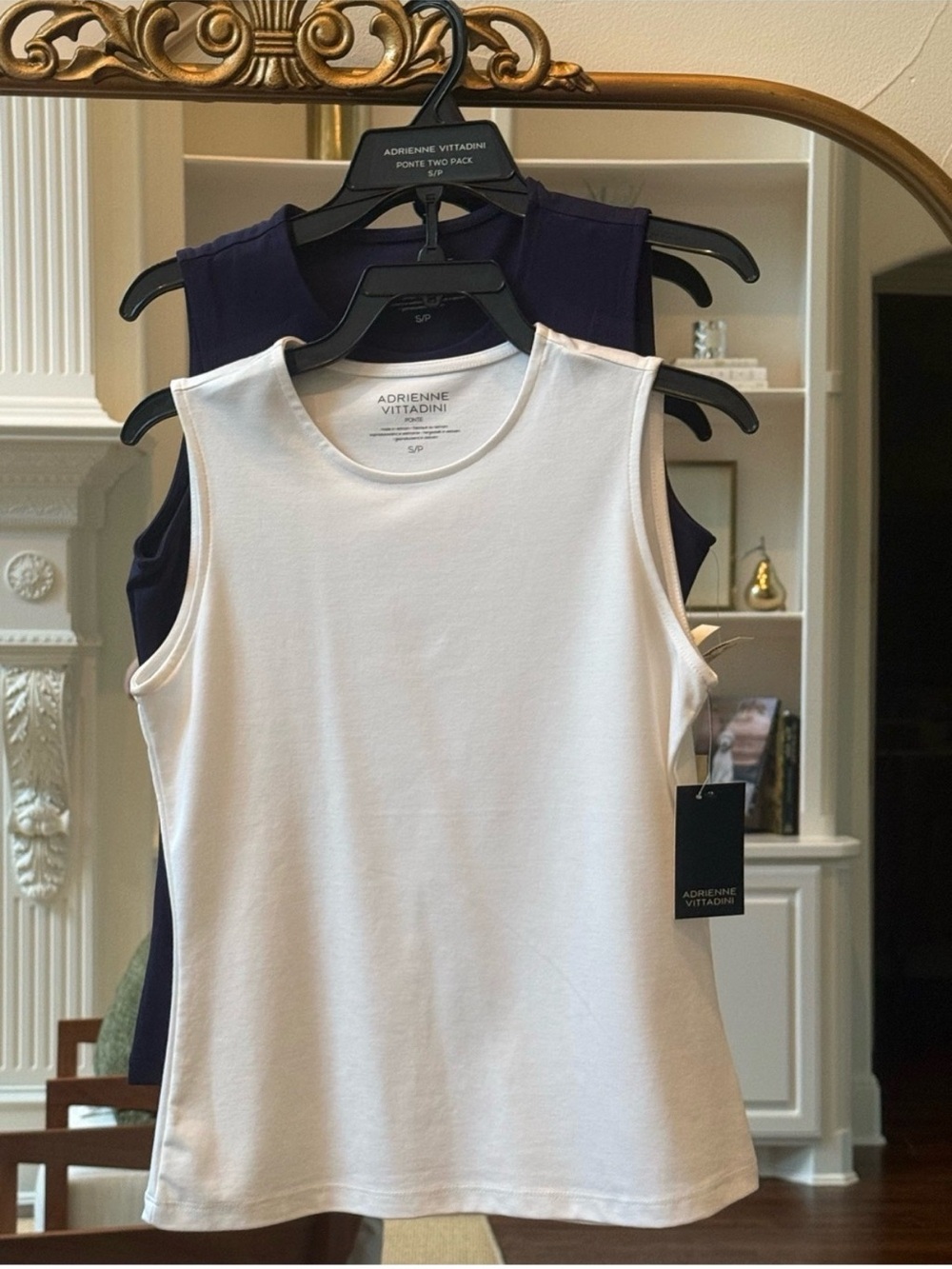 Adrienne Vittadini Sleeveless Shell 2-pack White | Navy | size S